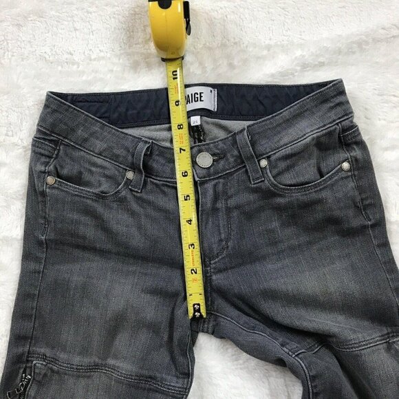 Paige Demi Skinny Moto Womens Jeans Size 24 Gray Zip Ankles Pockets - Picture 6 of 7